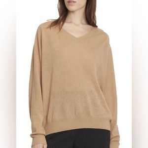 VINCE cashmere v neck sweater, tan, size S